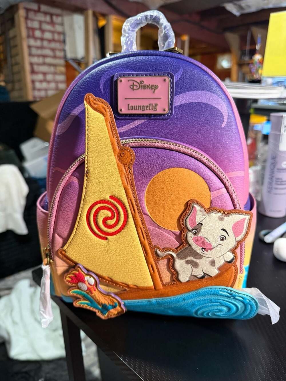 Loungefly Disney Moana Pua and Hei Hei Sunset Boat Mini Backpack